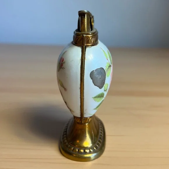 Vintage Evans Table Lighter Porcelain Base Rose Marked USA - Picture 4 of 10